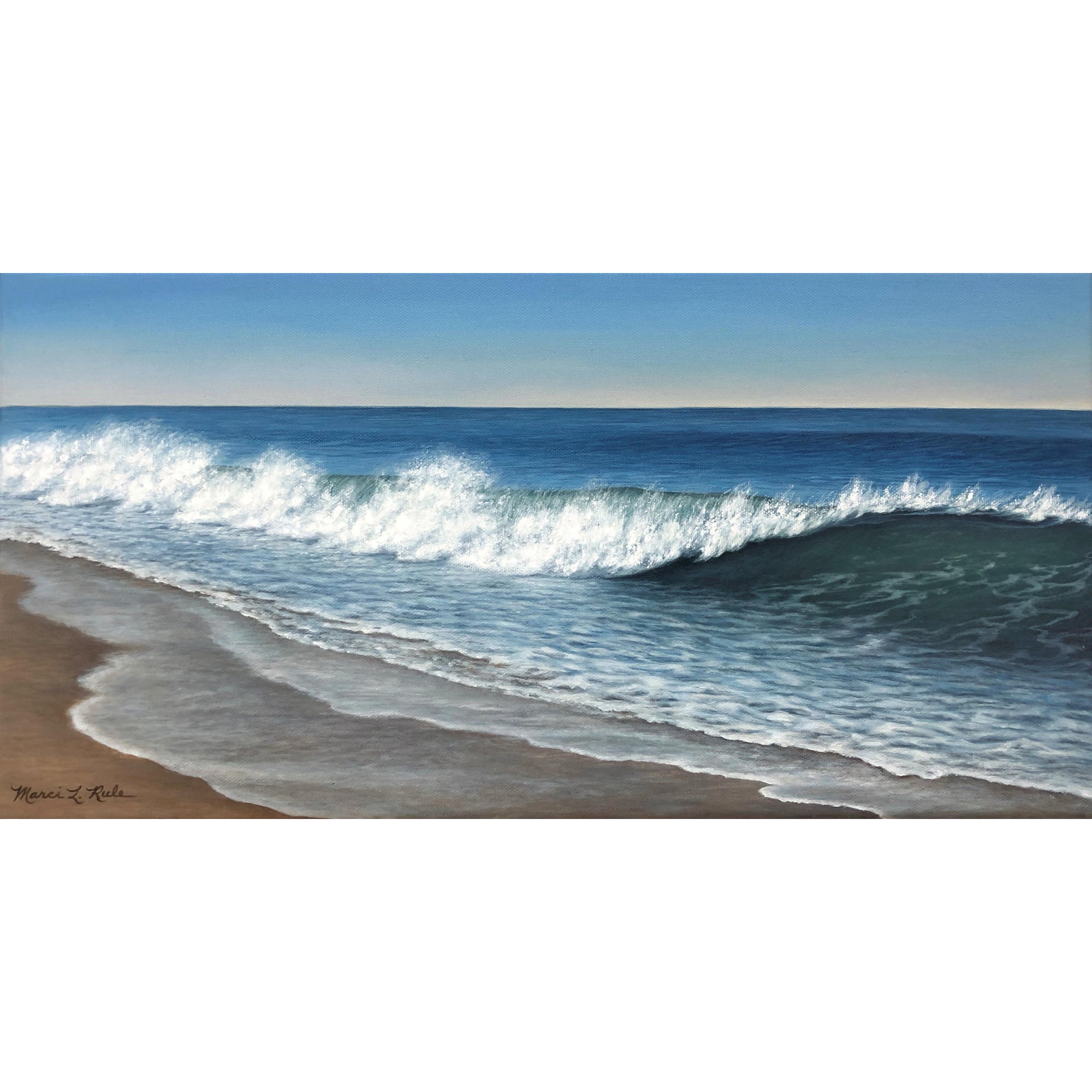High Tide #2-Coastal Beach Wave Oil Painting